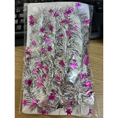 Beteala Craciun cu LED, Mov, model cu stelute, 2 m x 5 cm, PVC, Sir, Artificiala, Flippy foto