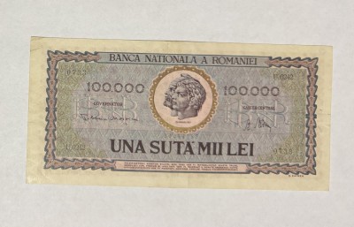 Bancnota Romania 100000 lei 1947 VF foto