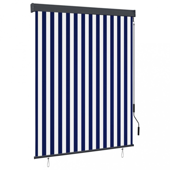 vidaXL Jaluzea tip rulou de exterior, albastru și alb, 140 x 250 cm