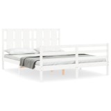 Cumpara ieftin Cadru de pat cu tablie, alb, 160x200 cm, lemn masiv