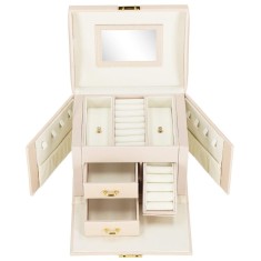 (DL) Cutie depozitare si organizare bijuterii, MDF, piele ecologica, 17,5 x 12 x 13,5 cm., roz deschis Household NewTrend
