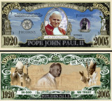 !!! RARR : SUA = FANTASY NOTE = PAPA IOAN PAUL II - 2005 - UNC