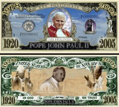 !!! RARR : SUA = FANTASY NOTE = PAPA IOAN PAUL II - 2005 - UNC