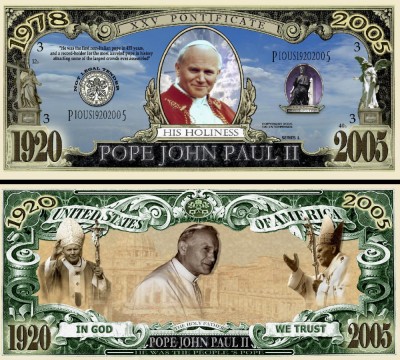 !!! RARR : SUA = FANTASY NOTE = PAPA IOAN PAUL II - 2005 - UNC foto