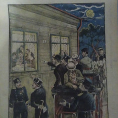 Ziarul Veselia : TRIPOUL DIN STRADA EMINESCU - gravură, 1909