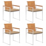 vidaXL Scaune de grădină cu perne, 4 buc., lemn masiv de acacia 3078488