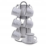 Set 6 Cesti pentru Espresso cu suport metalic, PARIS, 100 ml