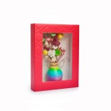 Martisor magnet frigider ,vaza miniaturala cu flori naturale uscate in cutie cadou