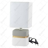 Veioza din ceramica 29 CM, Chic, Alb gri, patrat