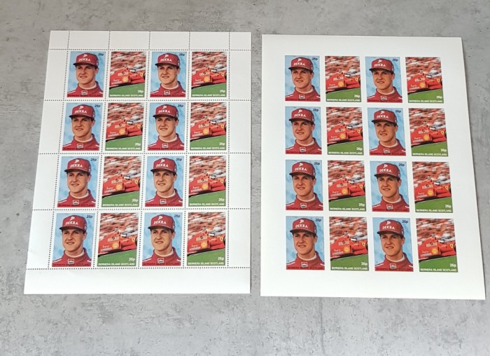 SCOTLAND MICHAEL SCHUMACHER FORMULA 1 2 COLI DANTELAT SI NEDANTELAT MNH