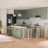 vidaXL Poartă de c&acirc;ini pliabilă cu ușă, 9 panouri, 450 cm, lemn plop