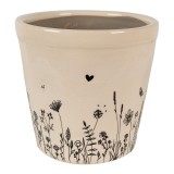 Cumpara ieftin Ghiveci flori ceramica bej neagra Flower 21x20 cm