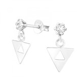 Cercei Argint 925 Triunghi Cristale Swarovski White, Surub, Cutie Cadou