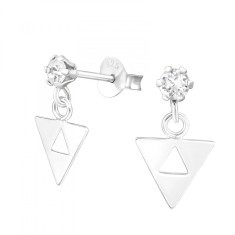 Cercei argint, Triunghi cu cristale Swarovski White, A4S37642