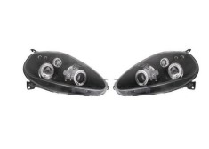 Set faruri Fiat Punto Grande (199) 09.2005-02.2012, partea Stanga+Dreapta, Tuning, Fata, Lampa de parcare pe fibra optica; tip bec H1+H1; manual; neg