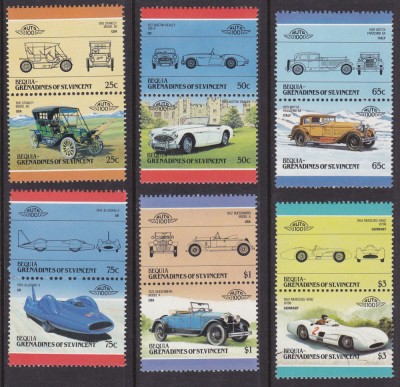 BEQUIA, AUTOMOBILE - SERIE COMPLETĂ MNH foto