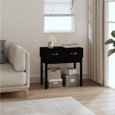 vidaXL Masă consolă, negru, 76,5x40x75 cm, lemn masiv de pin 821753