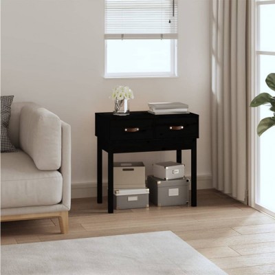 vidaXL Masă consolă, negru, 76,5x40x75 cm, lemn masiv de pin 821753 foto