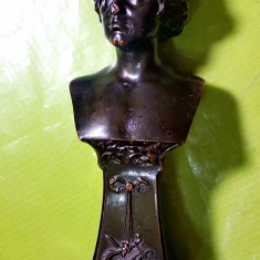 D919-Statuieta bust BEETHOVEN Art-Nouveau-Jugendstil prb. cca 1900 cupru bronz..