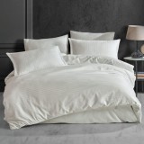 LENJERIE DE PAT BUMBAC 100 % CU HUSA PENTRU SALTEA DE 140X200,160 X 200 SAU 180 X 200-CREM - 180x200