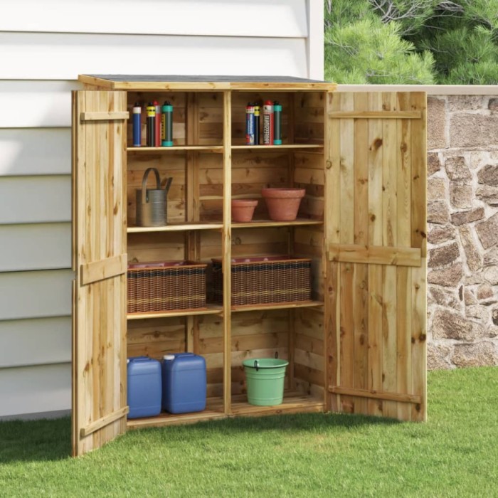 Gossi magazie de unelte de gradina 123x45x171cm lemn masiv pin tratat