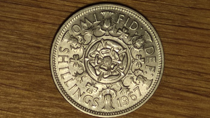 Anglia Marea Britanie - 2 shillings 1957 -Elisabeta II- AUNC - calitate wow !