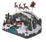 Decoratiune luminoasa Village with Snowman, 33.5x22.5x27.5 cm, poliston, multicolor