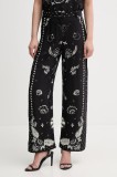 Sisley pantaloni culoarea negru, lat, high waist, 4YQZLF076