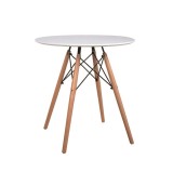 Cumpara ieftin Masa cu blat rotund din mdf alb si picioare fag Gamin 60x74 cm