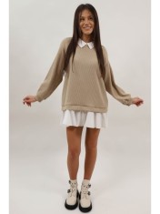 ROCHIE MINI COMBINATA CATIFEA RAIATA GULER BUMBAC AGAR Bej TALIE UNICA foto
