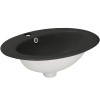 Lavoar ceramic Kerra KR-132 BLM, negru, oval, 51x45.5 cm, design modern, instalare pe blat, capac preaplin cromat inclus