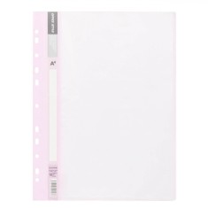 Dosar Plastic A4, Cu șină și 10 Folii, Culoare Roz Pastel, Găuri Fixare Biblioraft