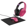 Kit Gaming Trust GXT790P Tridox 3-in-1 PNK, Mouse 6400 DPI, Mousepad, Casti, USB, Roz