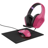 Kit Gaming Trust GXT790P Tridox 3-in-1 PNK, Mouse 6400 DPI, Mousepad, Casti, USB, Roz