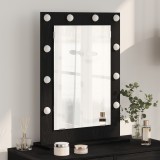 vidaXL Oglindă cu LED-uri Negru Stejar 70x50x18 cm