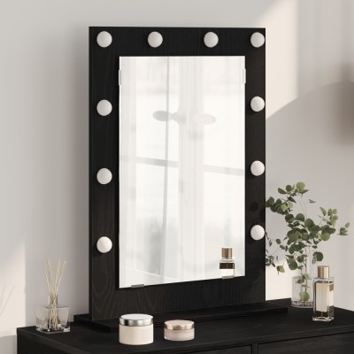 vidaXL Oglindă de toaletă cu oglindă Stejar Negru 70 x 50 x 18 cm 868334 foto