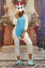 PJM56-22 Pijama intreaga kigurumi, model uncorn alb cu albastru, L, M, M/L