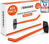 Cumpara ieftin Set 4 suporti de perete pentru jante Gakago, metal, negru/portocaliu, 26 x 9 x 5 cm