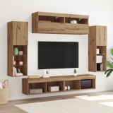 Dulapuri TV vidaXL cu lumini LED 2 piese Stejar 80x30x30 cm, Dulapuri TV vidaXL cu lumini LED 2 piese Stejar 60x30x40 cm