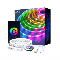 Banda LED smart Nous, 36 W, Wi-Fi, 20 m, control aplicatie, RGB, temporizator