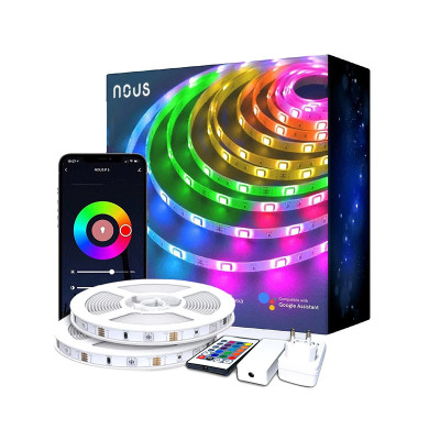 Banda LED smart Nous, 36 W, Wi-Fi, 20 m, control aplicatie, RGB, temporizator foto