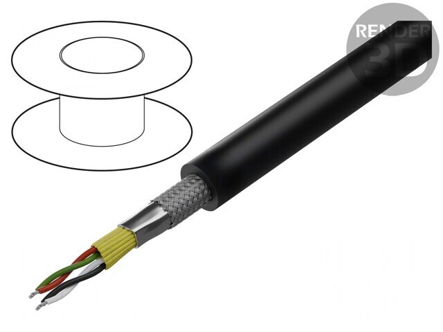 Cablu DMX Negru 100m 2x2x0,35mm2 110&Omega;