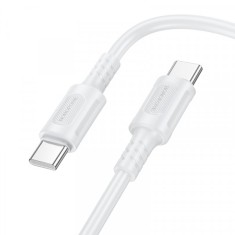 Cablu Date si Incarcare USB-C - USB-C Borofone BX111 Feliz, 60W, 1m, Alb