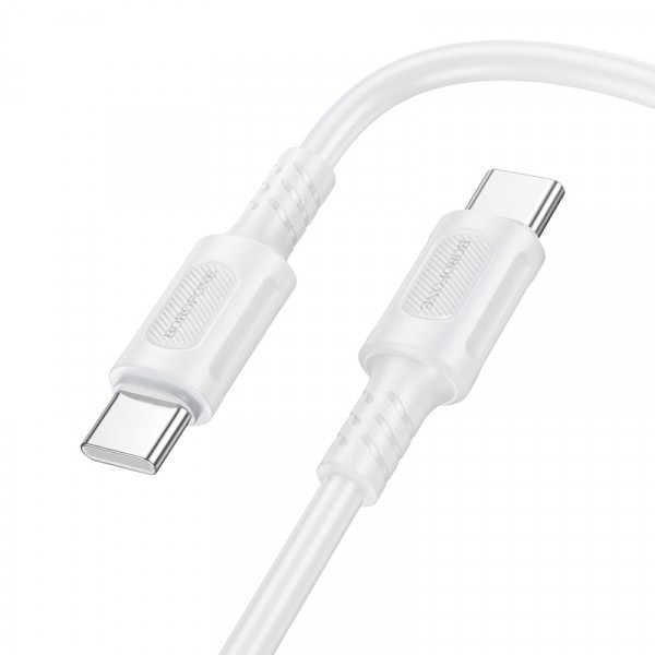 Cablu Date si Incarcare USB-C - USB-C Borofone BX111 Feliz, 60W, 1m, Alb