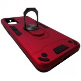 Husa antisoc plastic rosu inchis cu TPU negru, inel stand, placuta metalica (fixare pe suport magnetic), pentru Samsung Galaxy S20 4G, 5G