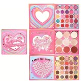 Paleta de farduri kevin&amp;coco, 59 culori, stil carte, 3 straturi, pudra compacta, clasic, fara sulfati, 14 x 14 cm, 80 g, multicolor, Flippy