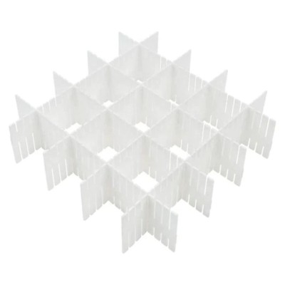Set 8 piese organizator modular pentru sertar, lungime 44.5 cm, plastic, alb foto