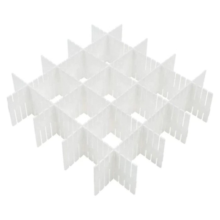 Set 8 piese organizator modular pentru sertar, lungime 44.5 cm, plastic, alb