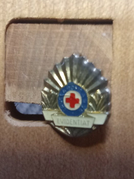Insigna Crucea Roșie Evidentiat argintie mica