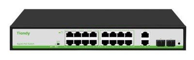 Switch PoE Tiandy TC-P3S020-G1622AT180, 16 porturi Gigabit PoE, 180W, AI Mode, VLAN, Extend, 40Gbps SafetyGuard Surveillance foto